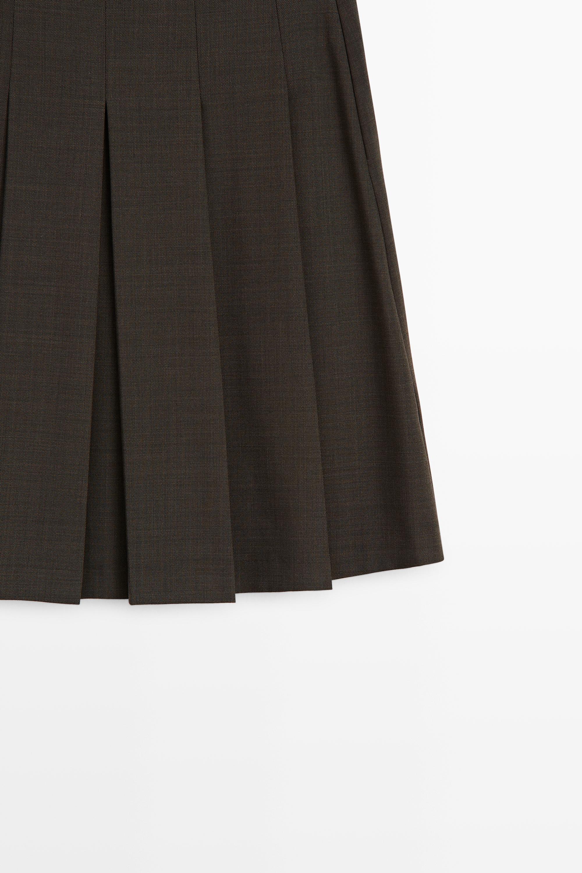 Wool blend pleated mini skirt